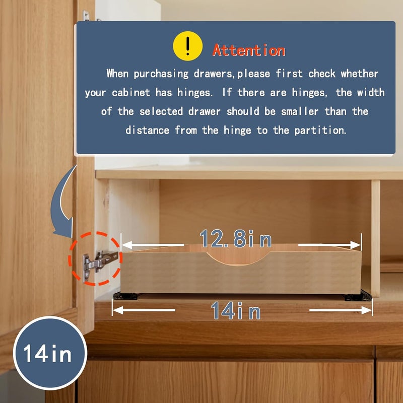 Draworia Pull Out Cabinet Drawers - 6x2 Size Options (12-23'W,18-21'D), Pre-Assembled with Soft Close Slides, Solid Beechwood, Easy Installation(14'W x 18'D) - Image 5